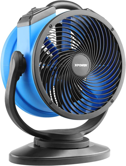XPower Krachtige industriële hogesnelheidsluchtbeweger voor de hele ruimte, luchtcirculator, multifunctionele vloerventilator met variabele snelheid (blauw, FC-300S 1600CFM)