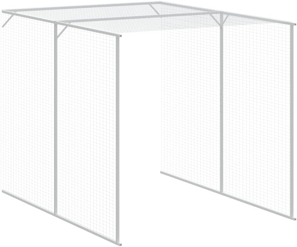 vidaXL Chicken coop with run 165x866x181cm galvanized steel gray - QUORE