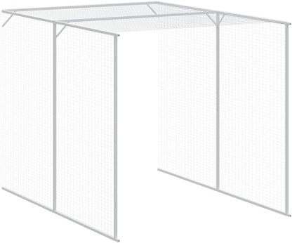 vidaXL Chicken coop with run 165x866x181cm galvanized steel gray - QUORE