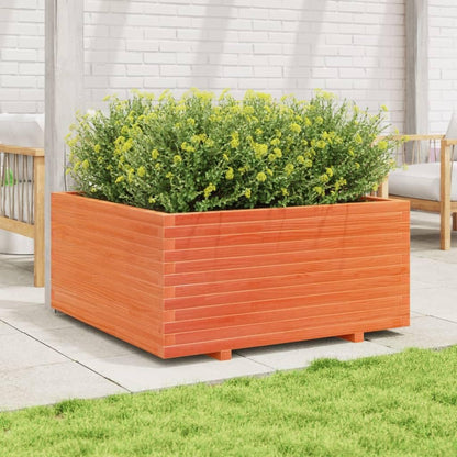 Flower Box Wax Brown 100 x 100 x 49.5 cm Solid Pine Wood Flower Box on Legs Pot with Trellis Planter Patio - QUORE