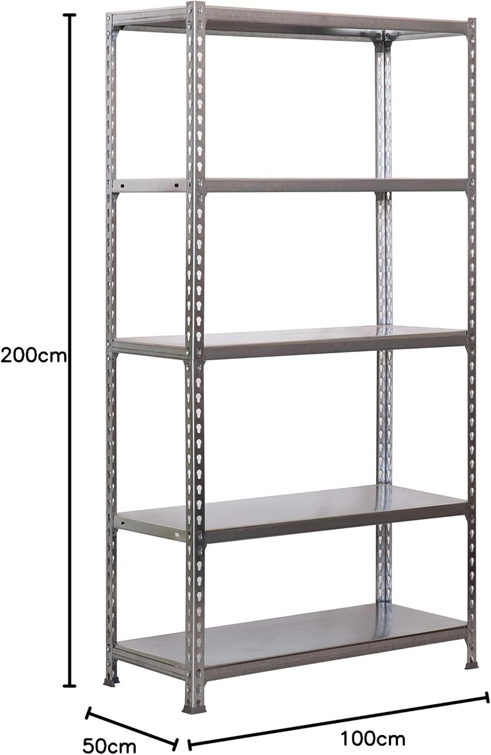 Simon Rack Stellingkast Metaal, 2000x1000x500 mm, Buigpunt 180, 5 Verstelbare Niveaus, Metalen Planken, Robuust Opslagrek voor Garage, Kelder en Werkplaats, Grijs – SimonClick