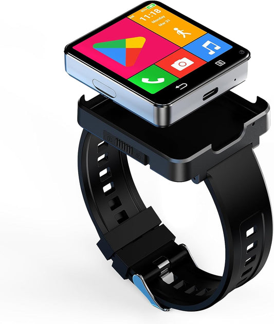 4G Smart Watch, Android 11 Quad Core 4 GB + 128 GB smartwatch 2,65 inch groot scherm heren horloge 1200 mAh Type-C poort 5.0 MP Dual Camera WiFi Bluetooth GPS Fitness Activity Tracker (4 GB + 128 GB)