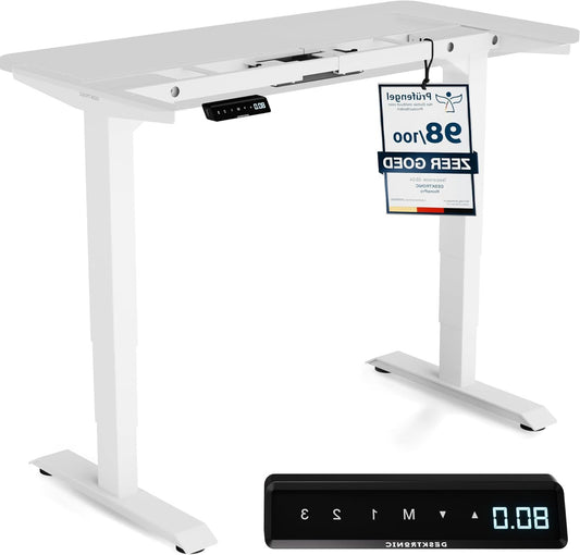 Desktronic HomePro Frame Height Adjustable Desk Frame - Electric Height Adjustable Desk with Whisper Quiet Dual Motor and Touch Screen - High Load Capacity - White - QUORE