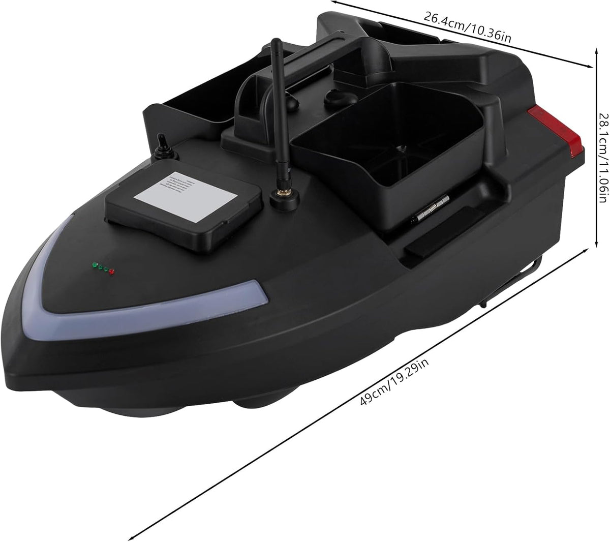 49 x 26.5 x 28.2 cm, Feeder Boat, Baitboat, Fishing Cage, Boat, RC Carp Fishing, Fish Finder, Wireless, Night Fishing, Fishing Bait, Bait Boat with Remote Control, GPS, Bait, Fishing Bait, 500 m - QUORE