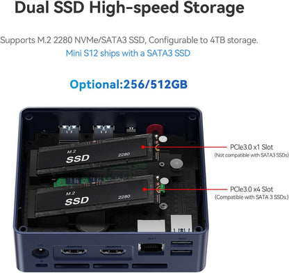 Mini PC – Mini Computer – Desktop PC – Compacte PC – Werkstation – Intel Alder Lake-N95 Processor – 8GB DDR4 RAM & 256GB SSD