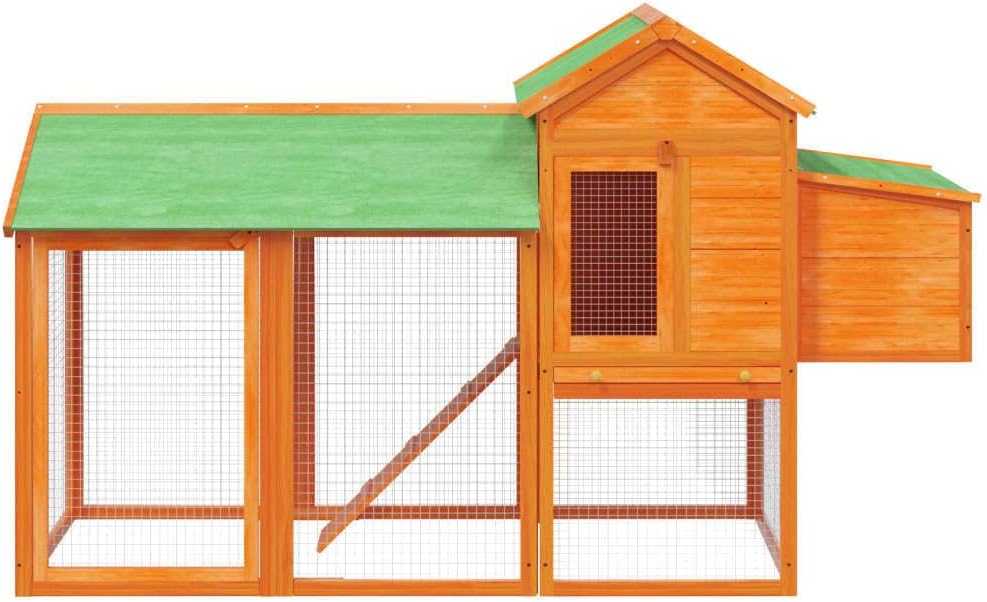 Kippenhok – Dierenverblijf – Kippenhuis – Konijnenhok – Buitenren – Massief Grenenhout – Waterdicht Dak – 193x65x117 cm