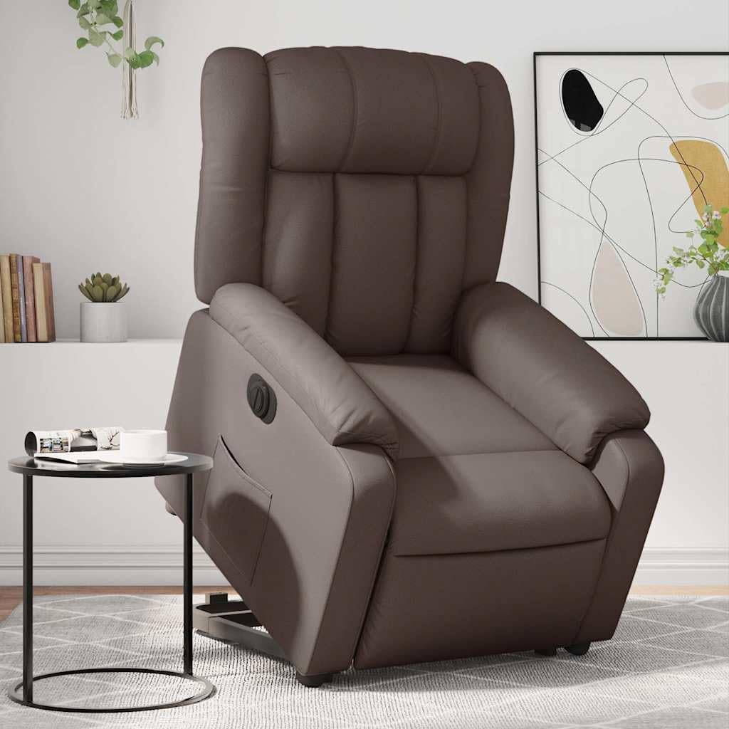 Relaxstoel – Elektrische Fauteuil – TV-Stoel – Ligstoel – Opstahulp – Kunstleer – Bruin – Elektrisch Verstelbaar – Kantelsysteem