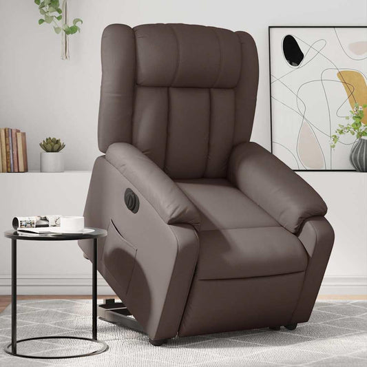 Relaxstoel – Elektrische Fauteuil – TV-Stoel – Ligstoel – Opstahulp – Kunstleer – Bruin – Elektrisch Verstelbaar – Kantelsysteem