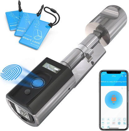 WELOCK Touch41 aangesloten slot, biometrisch slot, RFID-vingerafdrukslot, wifi, app, verbonden cilinder, voordeur 40/30, toegang zonder sleutel, Smart Lock eenvoudig te installeren