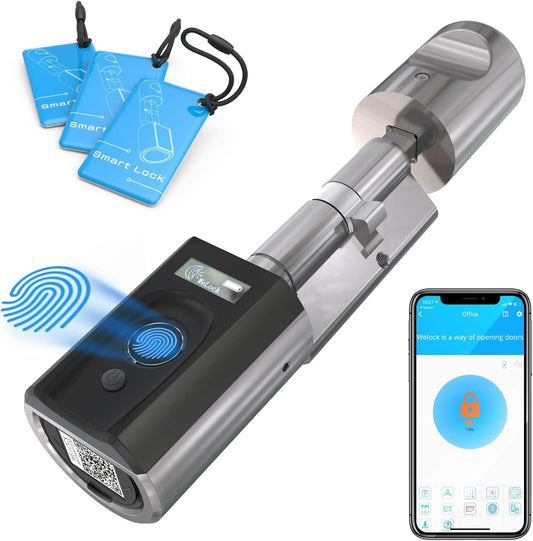 WELOCK Touch41 aangesloten slot, biometrisch slot, RFID-vingerafdrukslot, wifi, app, verbonden cilinder, voordeur 40/30, toegang zonder sleutel, Smart Lock eenvoudig te installeren