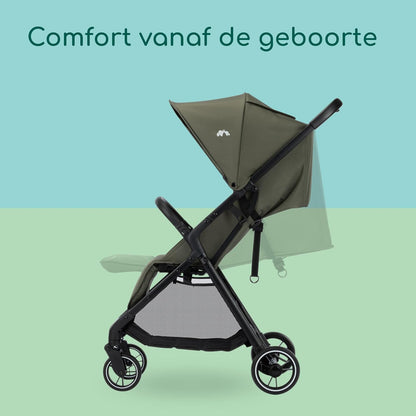 Bebeconfort Azur, Compacte Kinderwagen, 0-3 jaar (15 kg), Lichtgewicht Kinderwagen, Automatisch Inklappen met één Hand, Naadloos Verstelbaar Naar Vlakke Ligstand, Grote Mand, Mineral Green