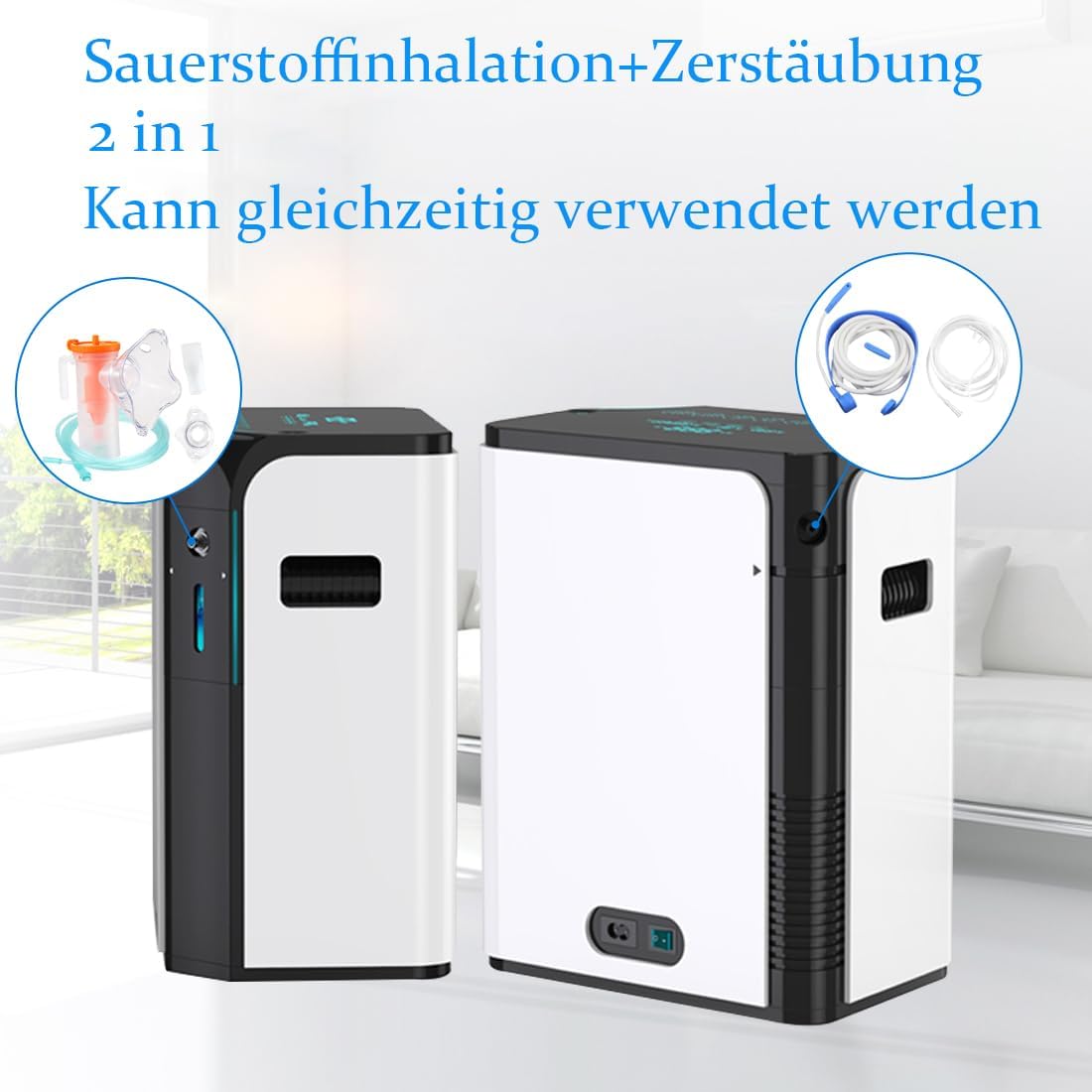 zuurstofconcentrator 1-7L/min verstelbare draagbare zuurstofgenerator zuurstofmachine 93% hoge zuiverheid voor thuis voor ouderen of zwangere vrouwen