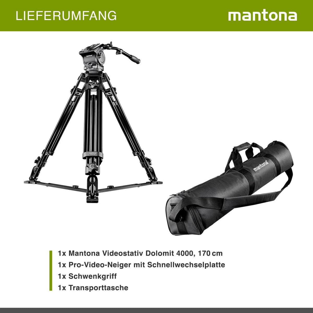 Videostatief voor DSLR en videocamera – Camerastatief – DSLR Statief – Filmstatief – Statief voor video – Vloeistofgedempte videokop – Max. Hoogte 170 Cm Met Bodemspreader