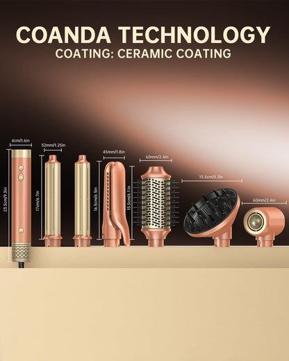 Airstyler 7-in-1 Mokka – Multistyler – Föhnborstel – Warmeluchtborstel – Automatische Krultang – 110.000 Omw/Min – 30 M/S