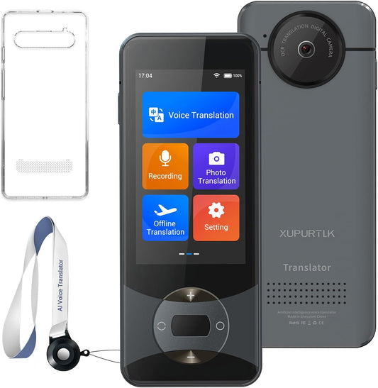 XUPURTLK Taalvertaler Apparaat, Spraakvertaler Apparaat Tweerichtings, 144 Talen Real-Time Vertaler Apparaat Geen WiFi Nodig, Offline & Opname & Foto Vertaling voor Reizen, Zaken, Leren