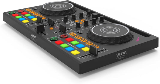 VIETA PRO Professioneel bluetooth-DJ-mengpaneel met geïntegreerde geluidskaart, DJ-controller met geïntegreerde RGB-verlichting, DJ-controller en audio-interface, DJ-mengpaneel Juno