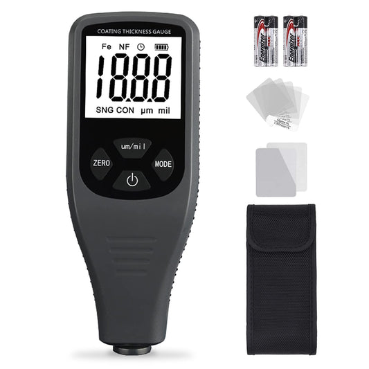Laagdiktemeter digitale lakdiktemeter met sensor voor automatische Fe-NF-meting meetbereik 0-1500 um (0-59,1 mil) Automotive Car Paint Depth Gauge Test LCD achtergrondverlichting