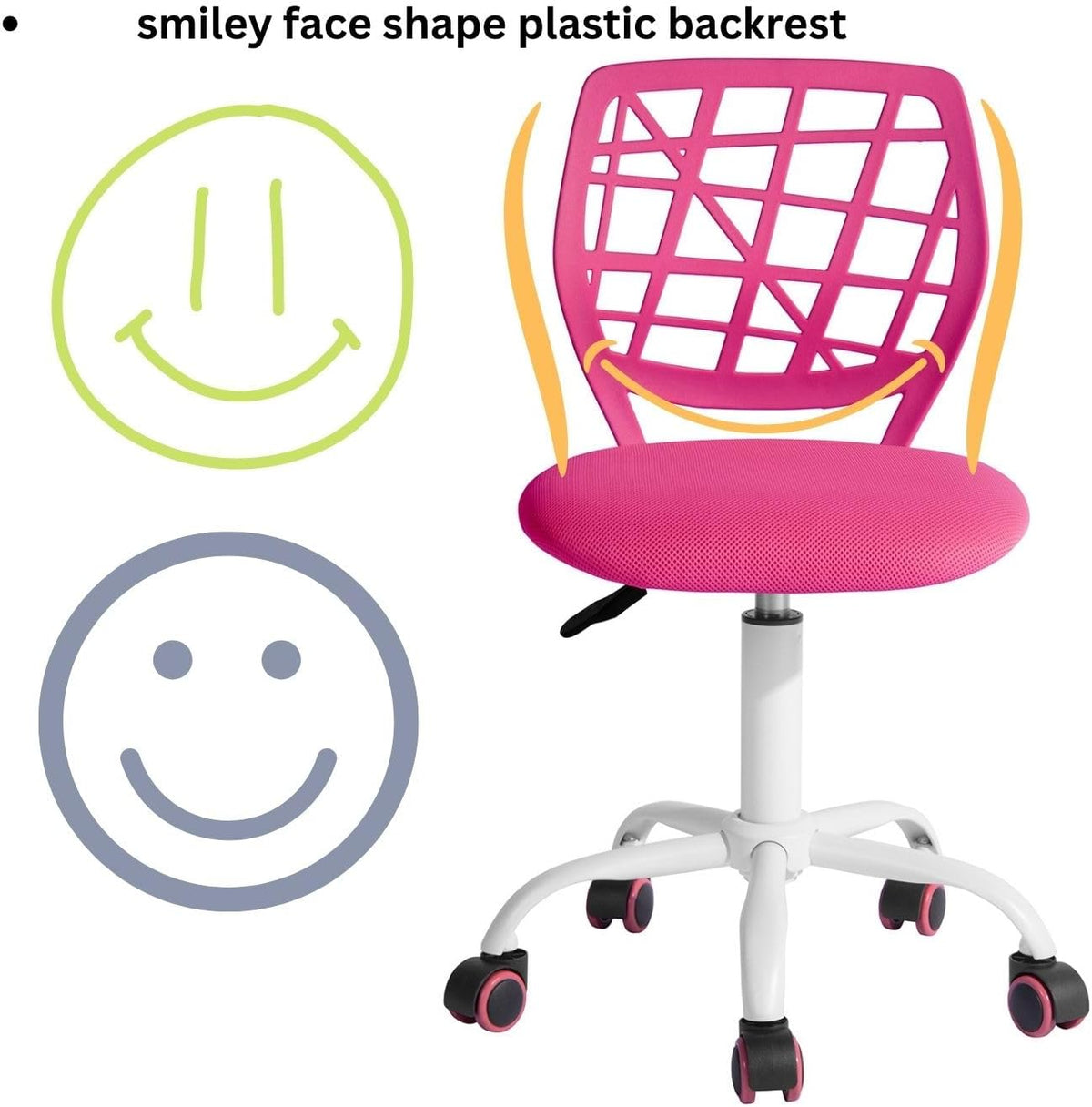 FurnitureR 2 stuks Home Office-stoel, ergonomische verstelbare hoogte draaibare rolstoel, computerstoel voor thuis, kantoor en studie, metaal, roze, paars, 38,5 cm x 40 cm x 75-87 cm