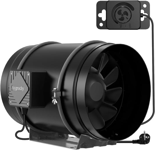 Regelbare buisventilator 200 mm – Afzuigventilator, afvoerventilator, kanaalventilator, inline ventilator – EC-motor, 935 m³/uur