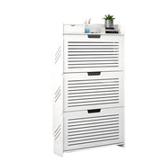 Shoe cabinet - Shoe bench - Shoe rack - Shoe cabinet with concealed handle drawers - Space saving - Dustproof - White