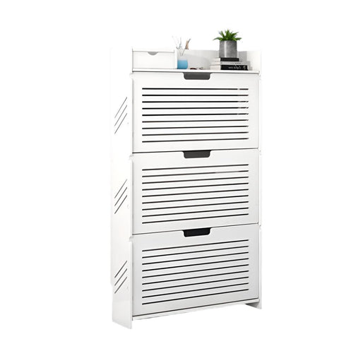 Shoe cabinet - Shoe bench - Shoe rack - Shoe cabinet with concealed handle drawers - Space saving - Dustproof - White