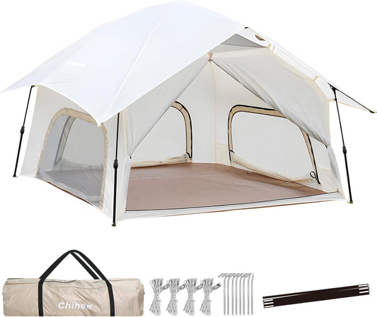 Chihee Campingtent, pop-up tent, familiekabinetent met luifel, veranda, 2-persoons, outdoortent met scherm, grote capaciteit, waterdicht en winddicht, eenvoudige montage, wandelen