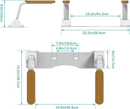 Toiletveiligheidsrails, Opvouwbare Toiletbrilverhoger met Handgrepen, Robuuste Toiletsteun Zonder Boren, Toiletsteunframe, Toiletgreep voor Gehandicapten, Toiletframe Vrijstaand (Hout)