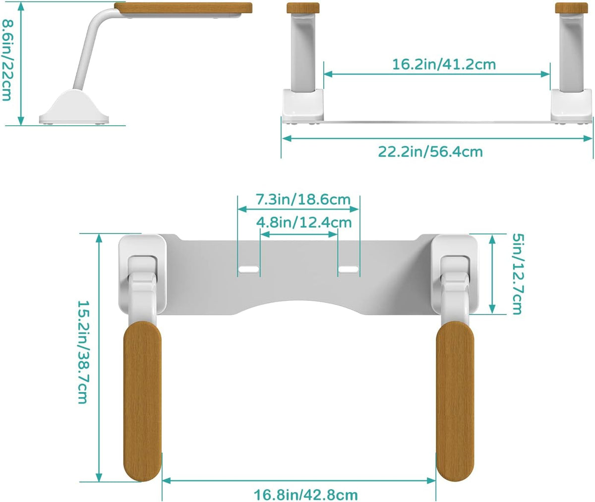 Opvouwbaar Toiletheup Veiligheidsframe，Verstelbaar Stabloos Stuur voor Senioren - Makkelijk te Monteren & Vaste Constructie (Hout)