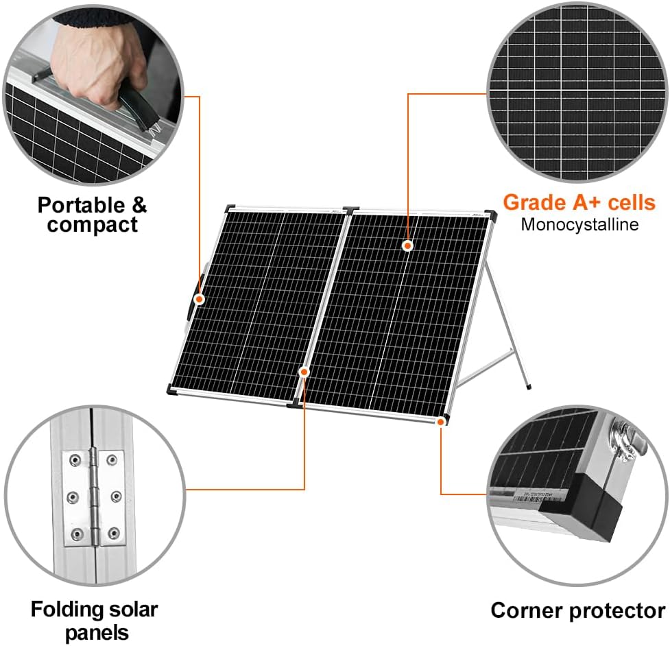 100W Draagbaar Zonnepaneel – Inklapbaar Zonnepaneel – Mobiele Panelen – Zonnecharger – Zonnepaneellader – Monokristallijn – Ingebouwde Laadregelaar – USB Uitgang