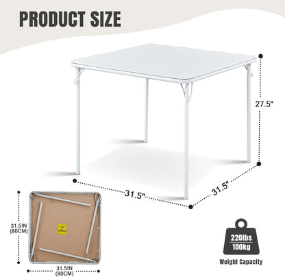 Vierkante klaptafel, draagbaar, robuuste kaarttafel met vinylplaat, voor binnen en buiten, opvouwbare tafel voor feest, picknick, camping, kantoor en evenementen (wit)