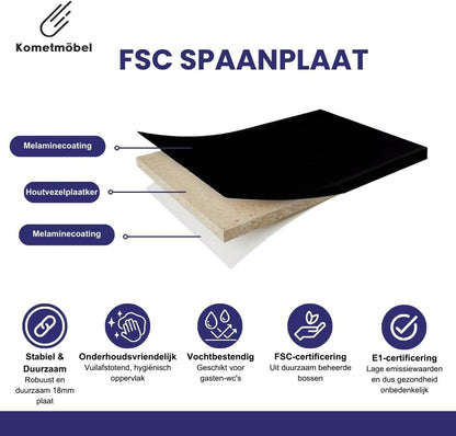wastafel met onderkast 40 cm voorgemonteerd klein (Zwart, Met spiegel)