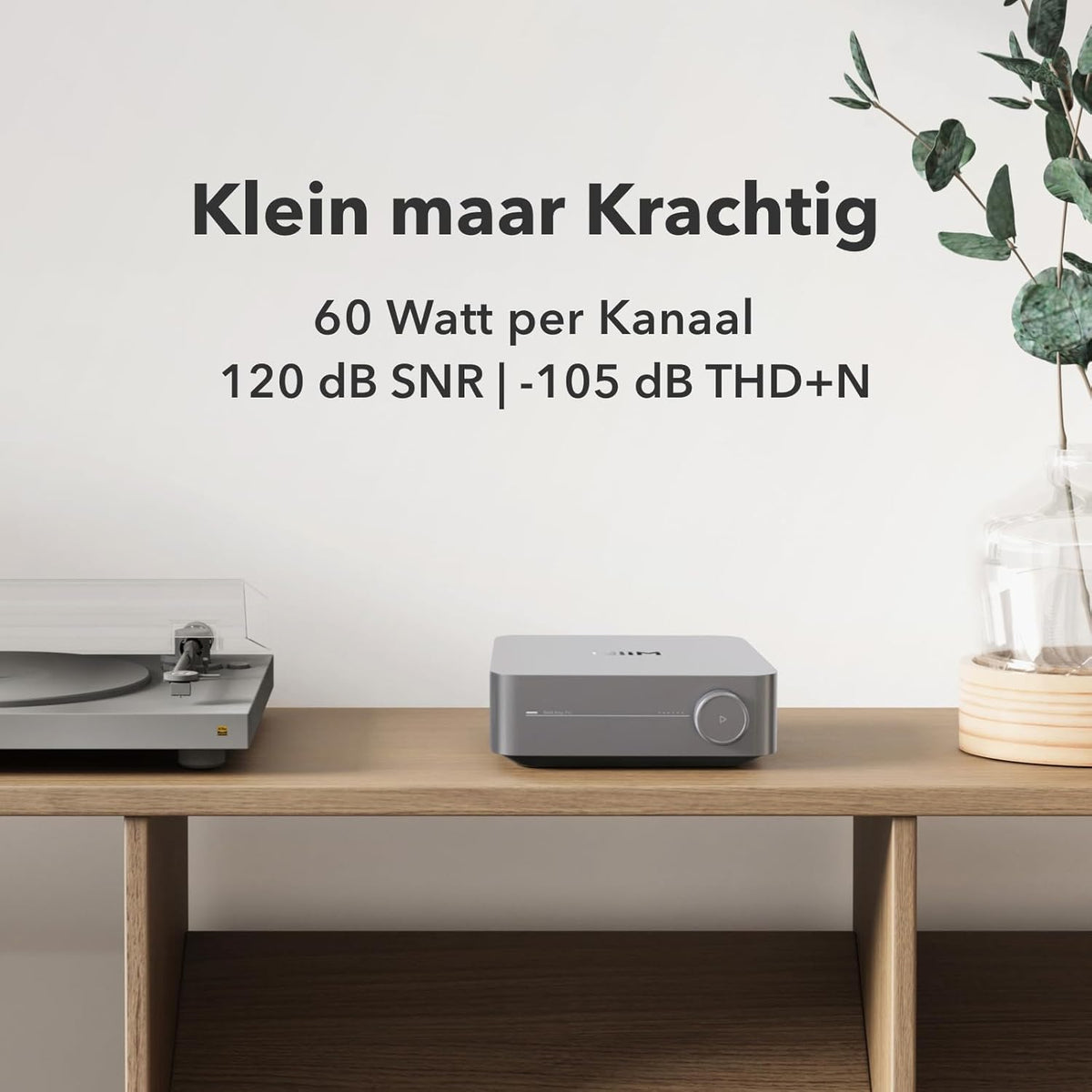 WiiM Amp Pro: Multiroom streamingversterker | Compatibel met Chromecast, Alexa | HDMI, Spraakbesturing | Stream vanaf Spotify, Amazon Music, Tidal en meer - Donkergrijs