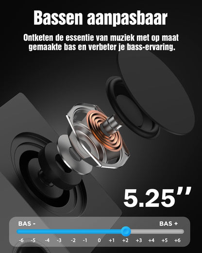 Hiwill HiElite A51 5.1CH soundbar voor tv-apparaten, Dolby Atmos surround soundsysteem, 2 bekabelde surround luidsprekers, 5,25 inch subwoofer soundbar voor tv, heldere stem, 380 W piekvermogen