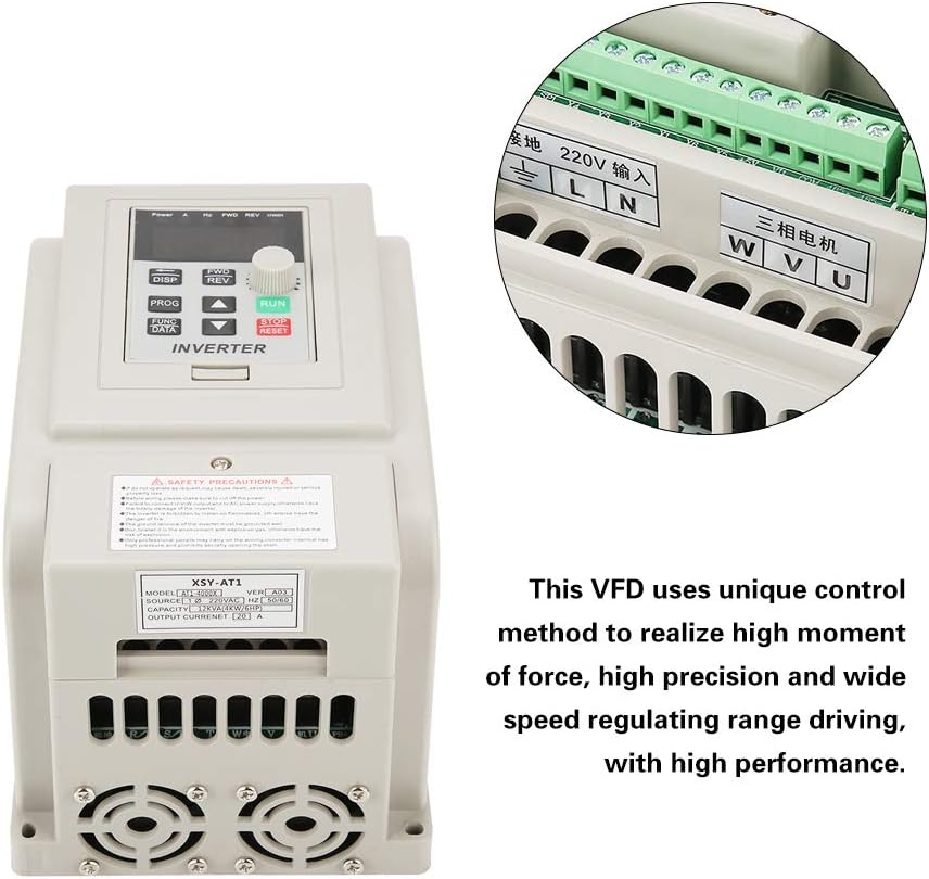 Tosuny VFD Frequentieomvormer, VFD-toerentalregelaar, inverter-motor, 220 V, eenfase, frequentie-omvormer, VFD-omvormer voor 3-fase, 4 kW wisselstroommotor