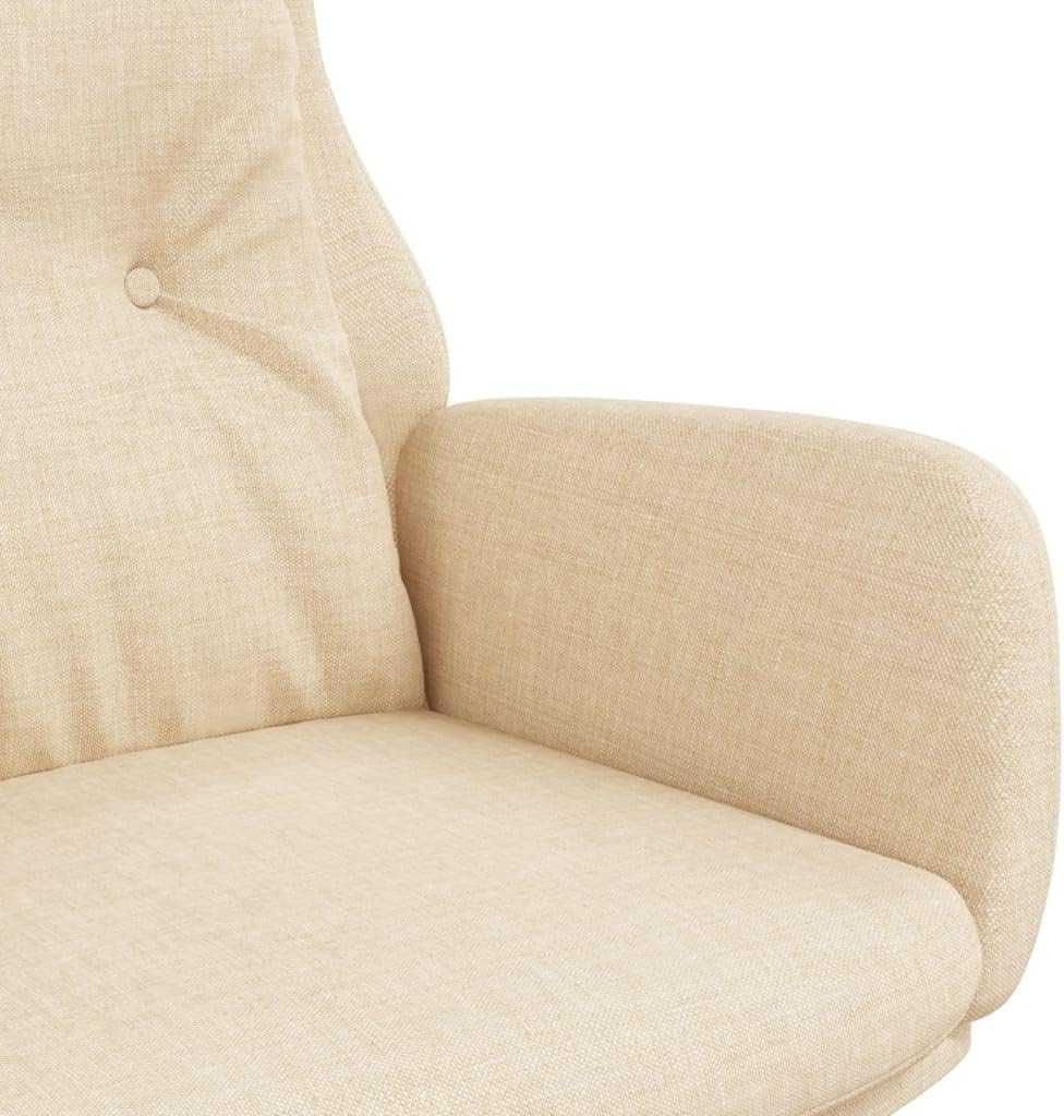Relaxstoel – Tv-Stoel – Ligstoel – Fauteuil – Loungestoel – Crème Stof – Met Ligfunctie – Metalen Frame & Rubberhouten Poot