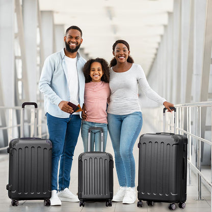 TRVLMORE Kofferset - 3 Delig - 38L Handbagage + 110L Ruimbagage - Lichtgewicht - Trolley - Reiskoffer Set - Zwart