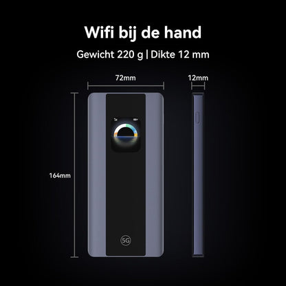 5G Mobile WiFi Pro 5, E6888, Wifi 6 AX3000, DL 3600 Mbps/UL 500 Mbps, Draagbare mobiele hotspot, mobiele router met simkaart, 7000mAh-batterij als Powerbank, 30 maanden garantie