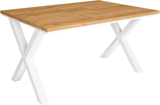 Skraut Home - Eettafel | 6 personen | 140 | robuust en stabiel dankzij zijn structuur en stabiele poten | ideaal voor familiefeesten | eiken | industriële stijl