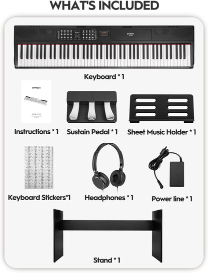 Digitale Piano Zwart – Keyboard – Elektrische Piano – 88-Toetsen Keyboard – Pianotoetsenbord – 88 Volledig Gewogen Hameractie Toetsen – Dubbele 15W Luidsprekers