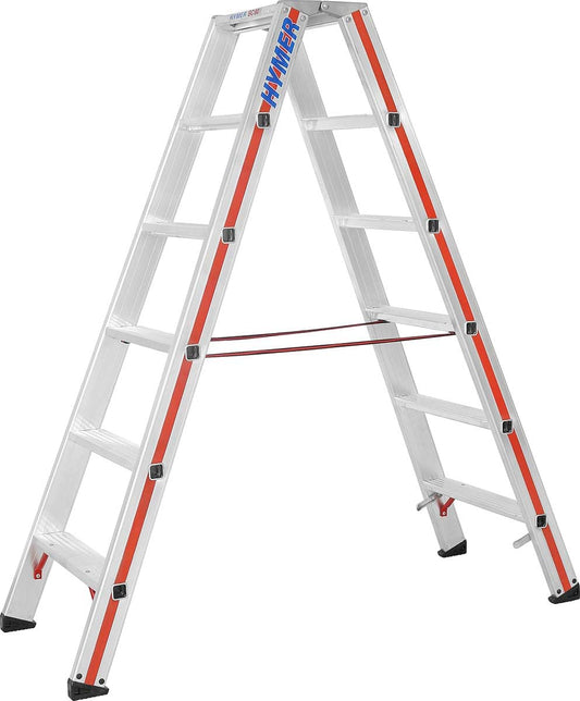 Hymer Trapladder 2x6 sporten (aan beide zijden beloopbaar, versterkte treden, massieve gewrichten, spreidbeveiliging) 802412