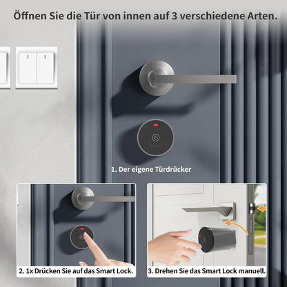 Elektronisch deurslot met toetsenbord, slotcilinder 35/35 wifi Smart Lock, deur ontgrendelen via NFC-kaarten, cijfercode, app wifi-bediening, sleutel, slim deurslot met oplader.