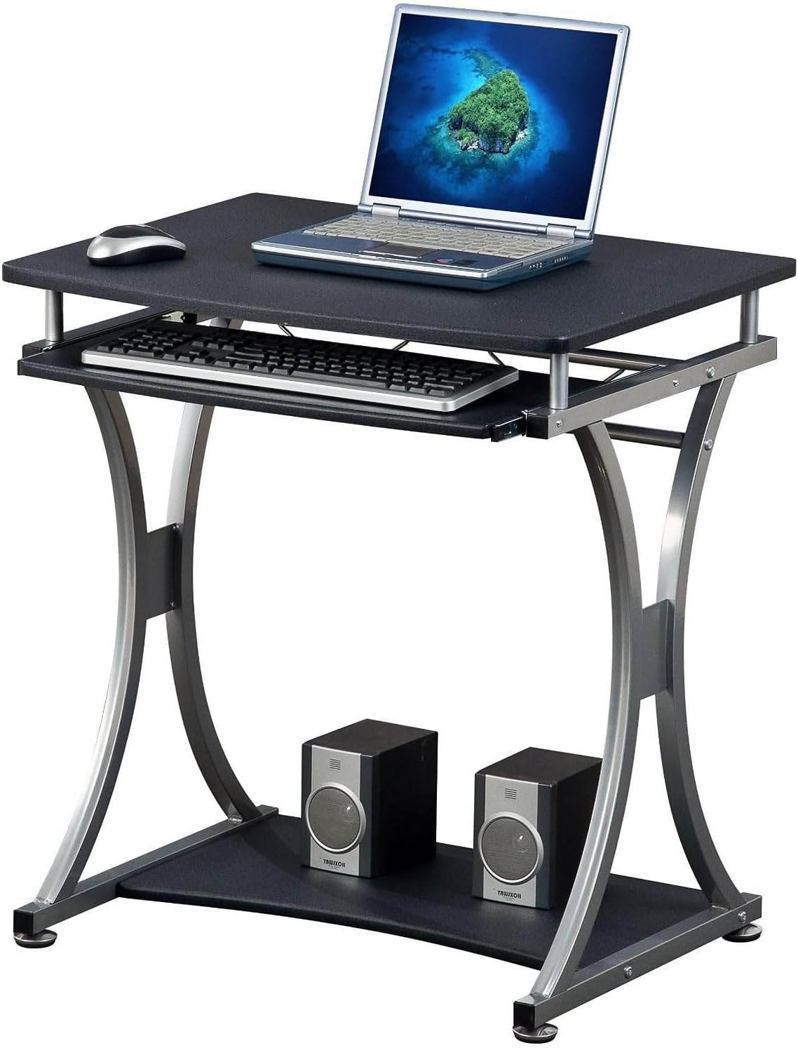Techly Compact pc-bureau met afneembare lade, grafietzwart (ICA-TB 328BK)