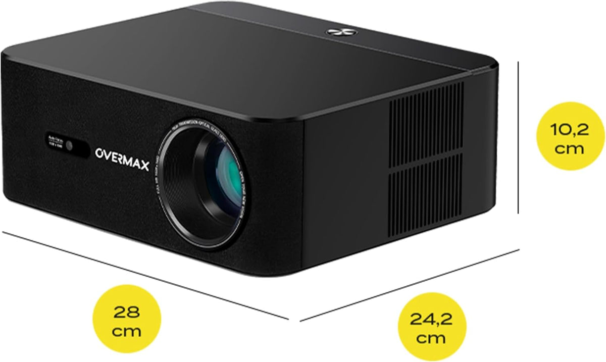 Overmax Multipic 5.2 Beamer – 4K Ondersteuning, Native Full HD 1080P, Smart Projector met Google TV & Google Assistent, Bluetooth/WiFi/Miracast, Auto Keystone, 200" Thuisbioscoop, 7000 Lumen