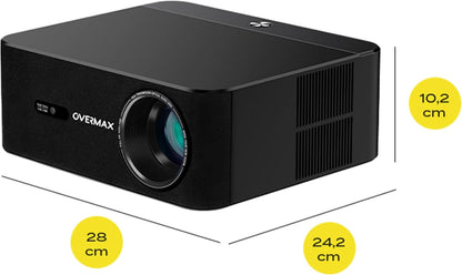 Overmax Multipic 5.2 Beamer – 4K Ondersteuning, Native Full HD 1080P, Smart Projector met Google TV & Google Assistent, Bluetooth/WiFi/Miracast, Auto Keystone, 200" Thuisbioscoop, 7000 Lumen