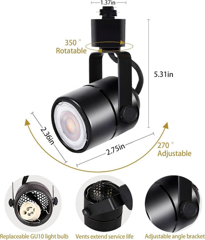 Railverlichting – Railspots – Spotverlichting – Plafondspots – LED Spots – GU10, 6 Verstelbare Spots – 4000K Neutraal Licht, 350° Draaibaar & 270° Kantelbaar
