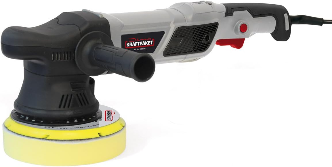 Dino KRAFTPAKET Excentrische polijstmachine, 21 mm - 950 W, 12-traps met lcd-display en geheugenfunctie, set met polijstspons, polijstschijf, tas voor auto, boot, XXL-HUB