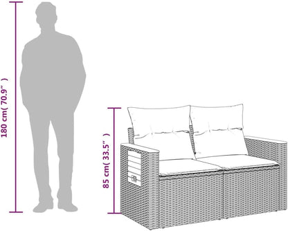 vidaXL Garden Bench 2-Seater with Cushions Poly Rattan Beige, Lounge Sofa, Lounge Sofa, Garden Furniture, Garden Sofa, Garden Furniture, Garden Furniture, Garden Furniture