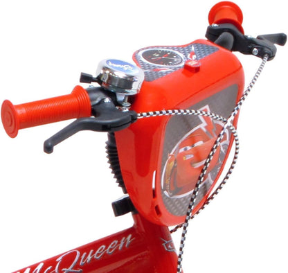 albri 12 inch fiets cars met zijstabilisatoren, drinkfles en individueel frontschild. Made in Italy voor kinderen, rood