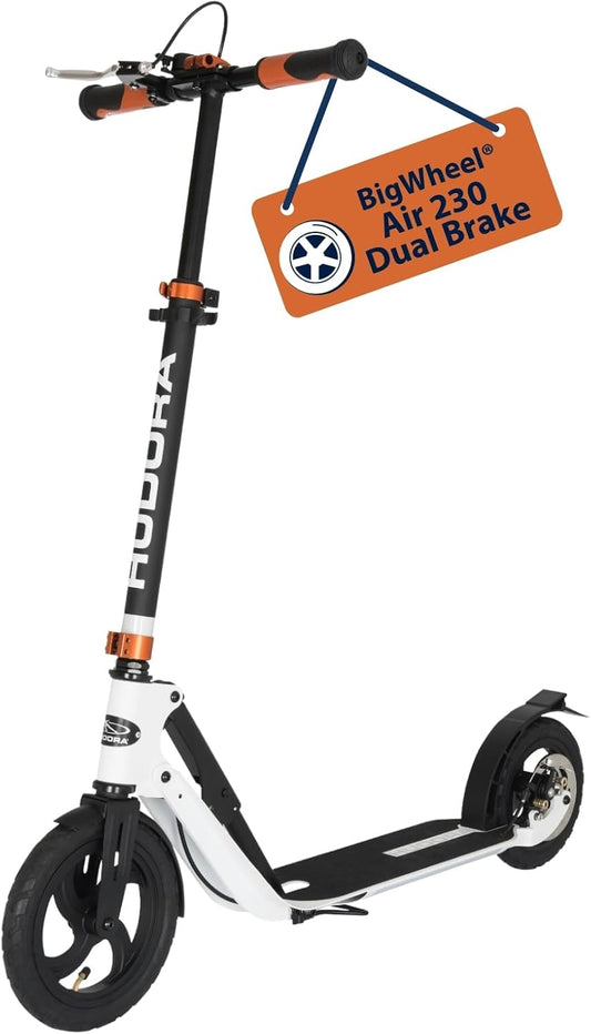 Hudora BigWheel Air Dual Brake Luchtbanden-scooter - Big Wheel Scooter met handrem - step luchtbanden - City Scooter