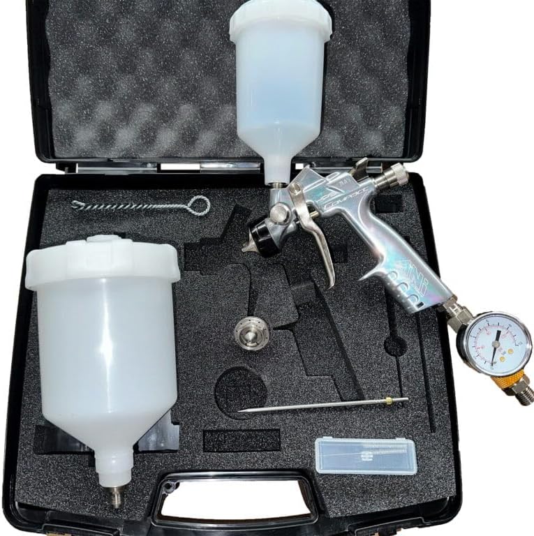 Verfspuit – Spuitpistool – Lakspuit – Spuitapparaat – Midi Verfspuit 1,3 mm Nozzle – Laag Luchtverbruik – Geschikt Voor Kleine Compressors